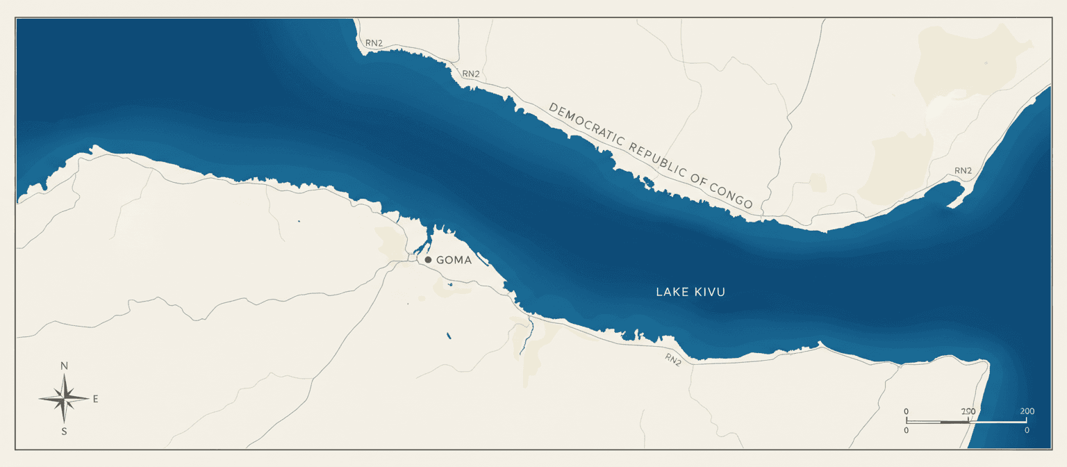 Map of Goma showing the KRI campus location
